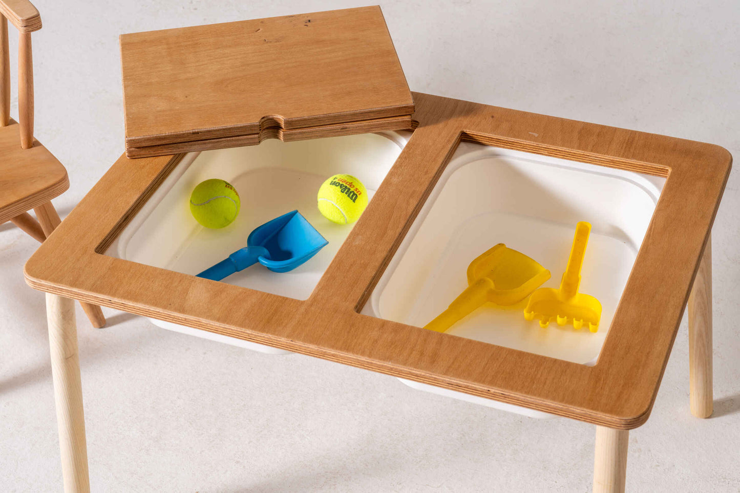 Montessori Double Compartment Activity Table with Remy Chair
