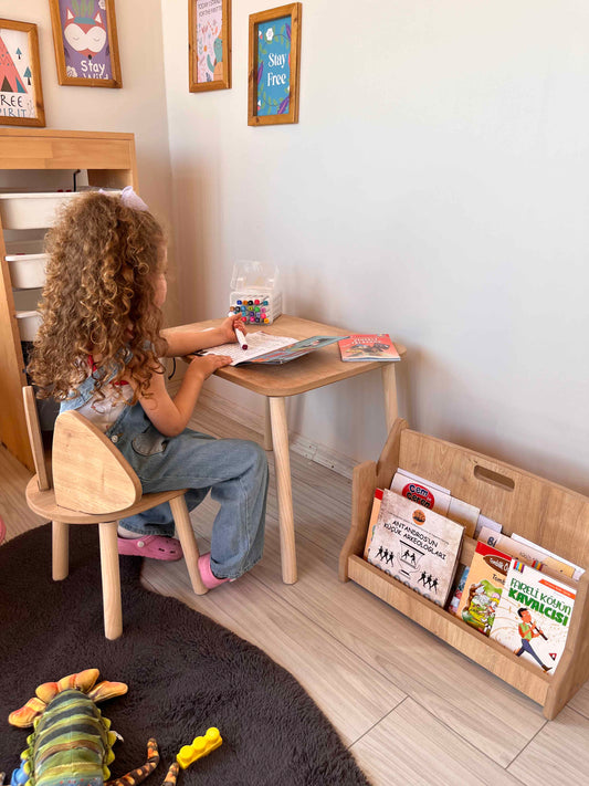 Montessori Brown Children’s Study Table with Mickey Chair