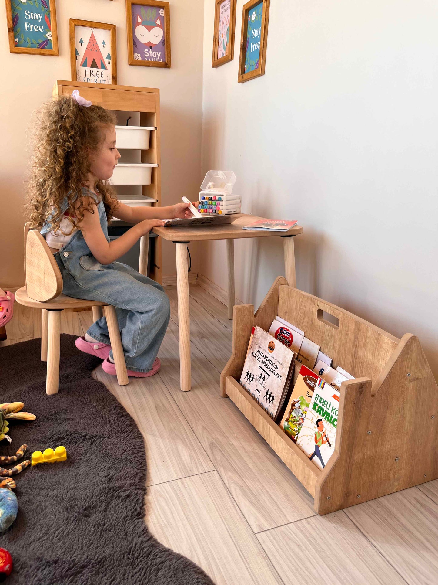 Montessori Brown Children’s Study Table with Mickey Chair