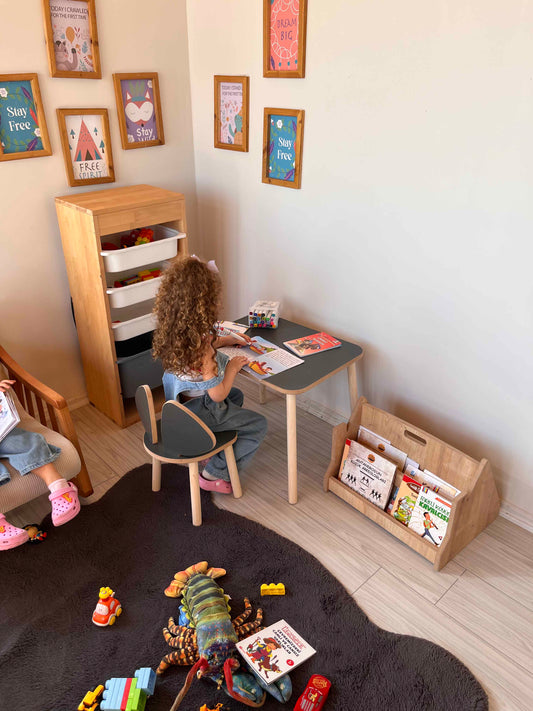 Montessori Anthracite Children’s Study Table with Mickey Chair