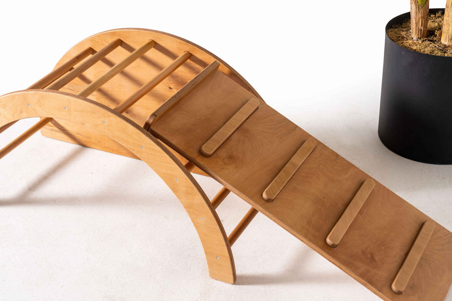 Montessori Plywood Pikler Ring Activity Table with Remy Chair and Slide Set