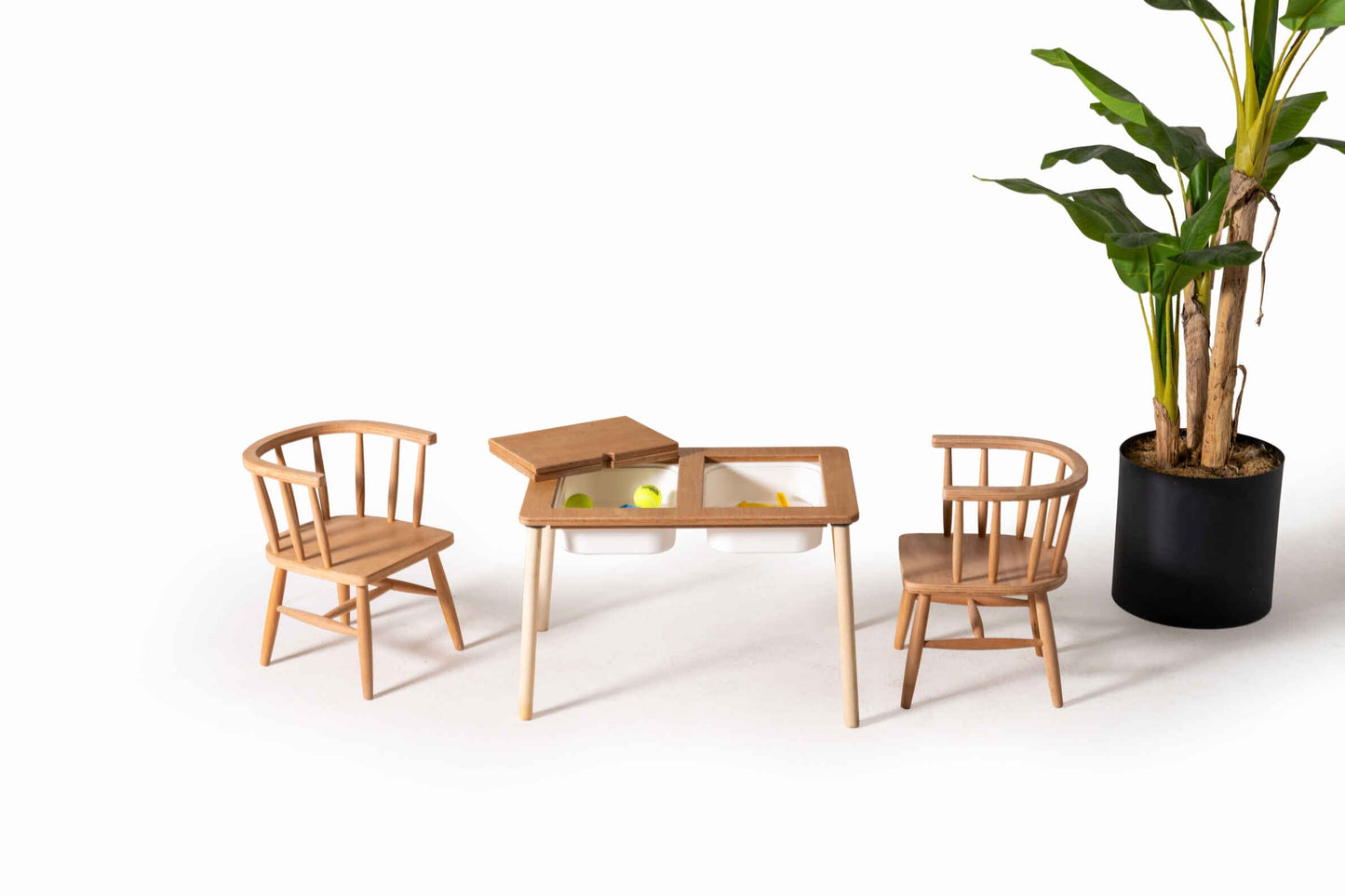 Montessori Double Compartment Activity Table with Remy Chair
