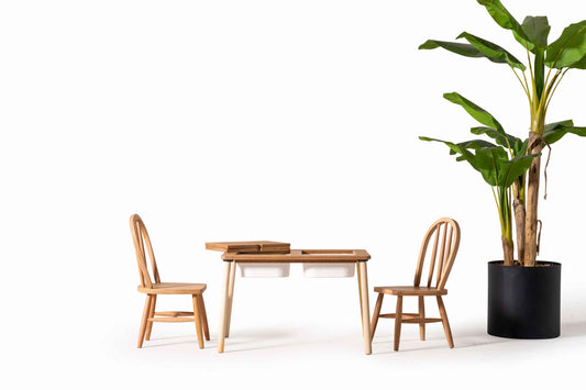 Montessori Double-Compartment Activity Table with Hugo Chair
