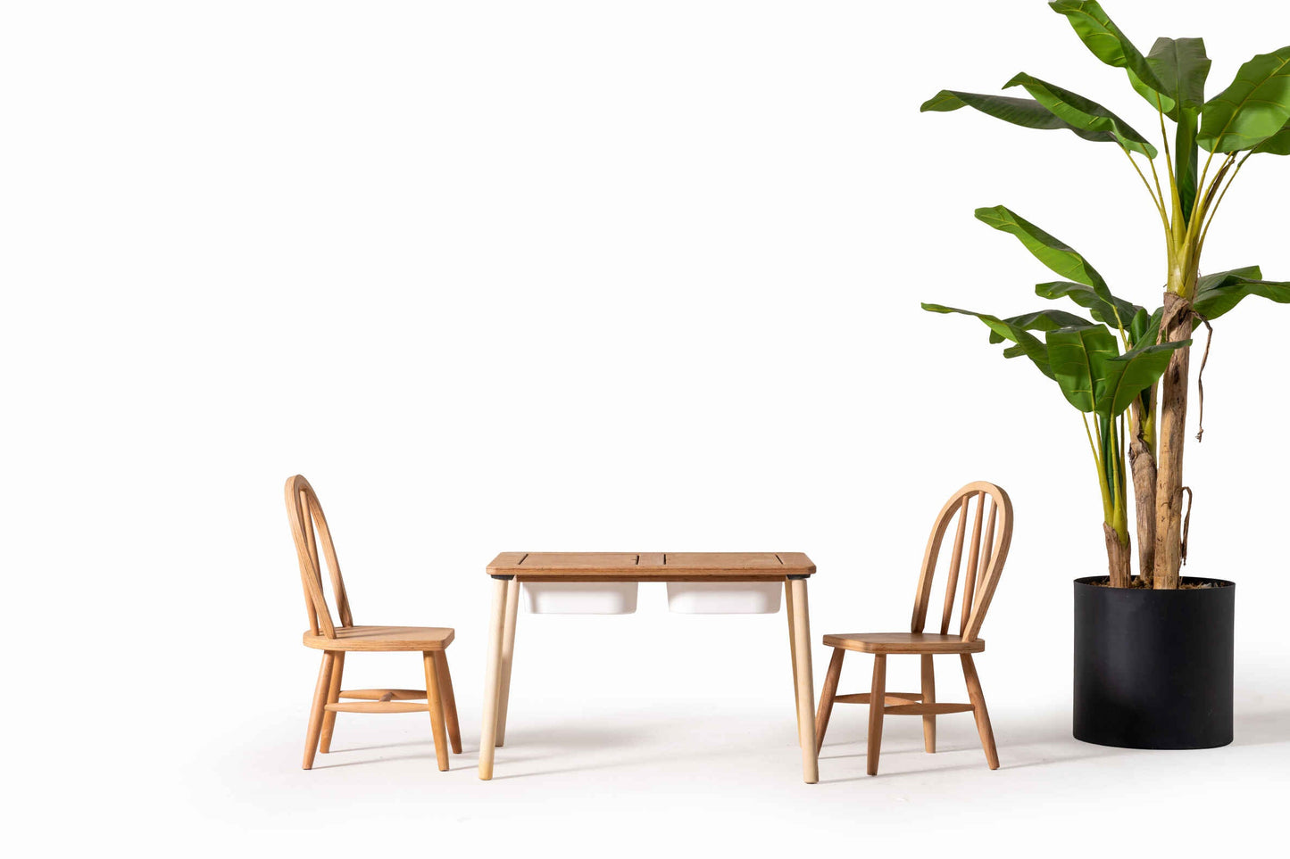 Montessori Double-Compartment Activity Table with Hugo Chair