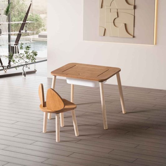 Montessori Single-Compartment Activity Table with Mickey Chair