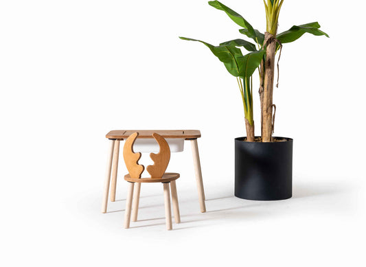 Montessori Single-Compartment Activity Table with Deer Chair