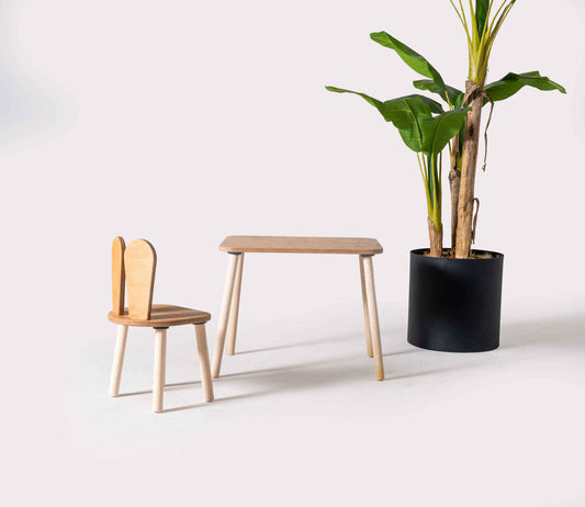 Montessori Plywood Study and Activity Table with Bunny Chair
