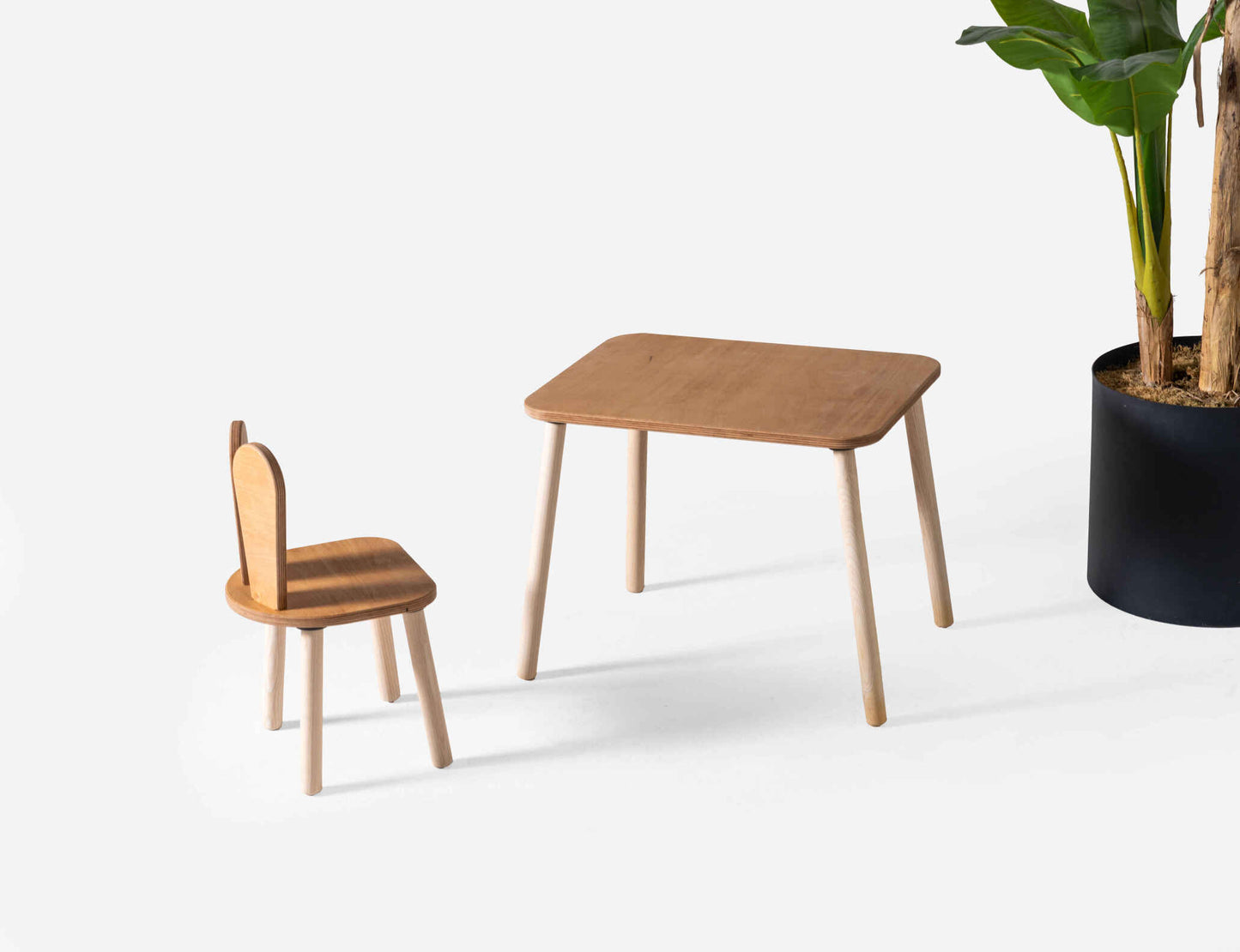 Montessori Plywood Study and Activity Table with Bunny Chair