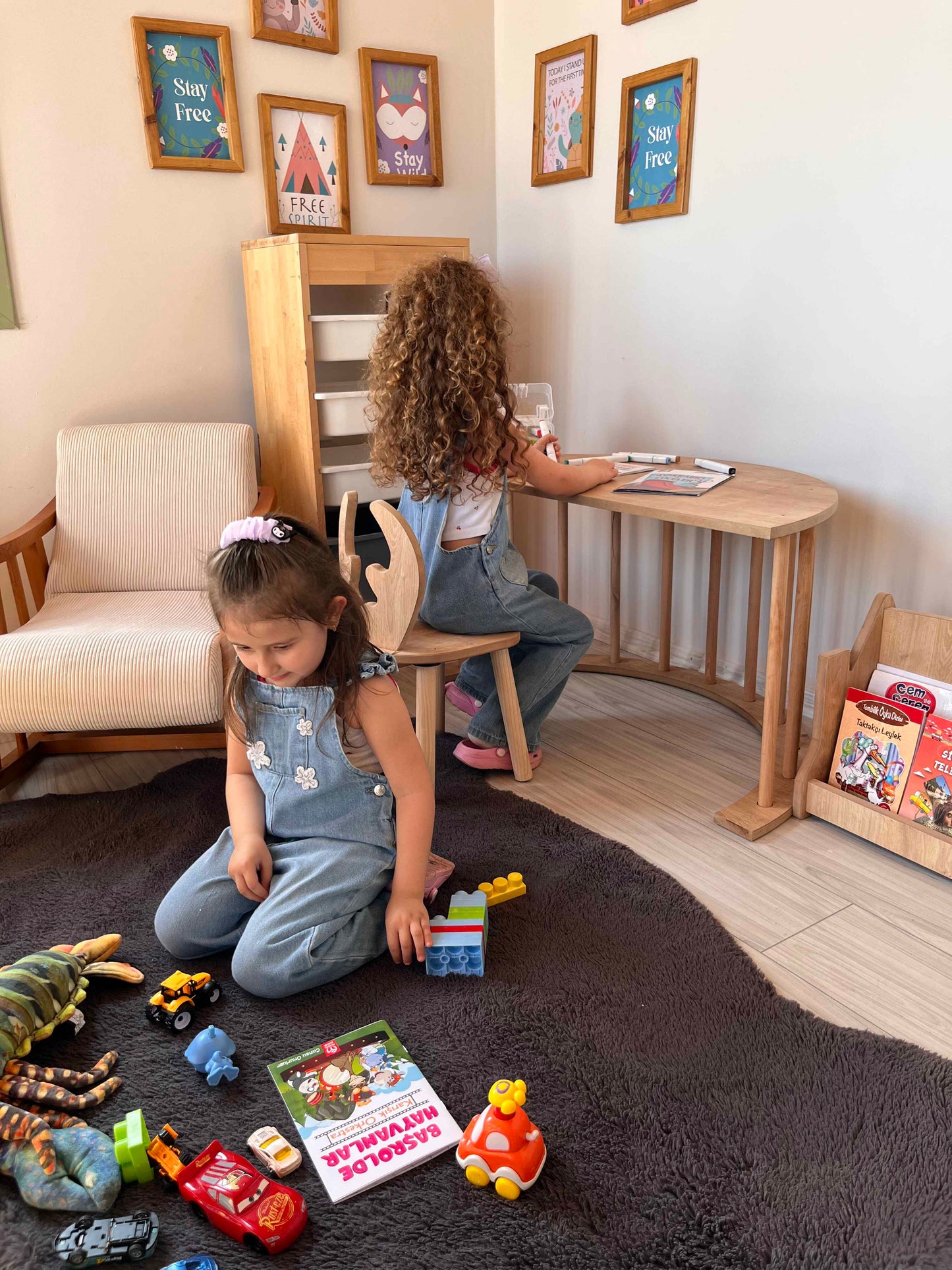 Montessori Pikler Ring Activity and Play Table with Deer Chair