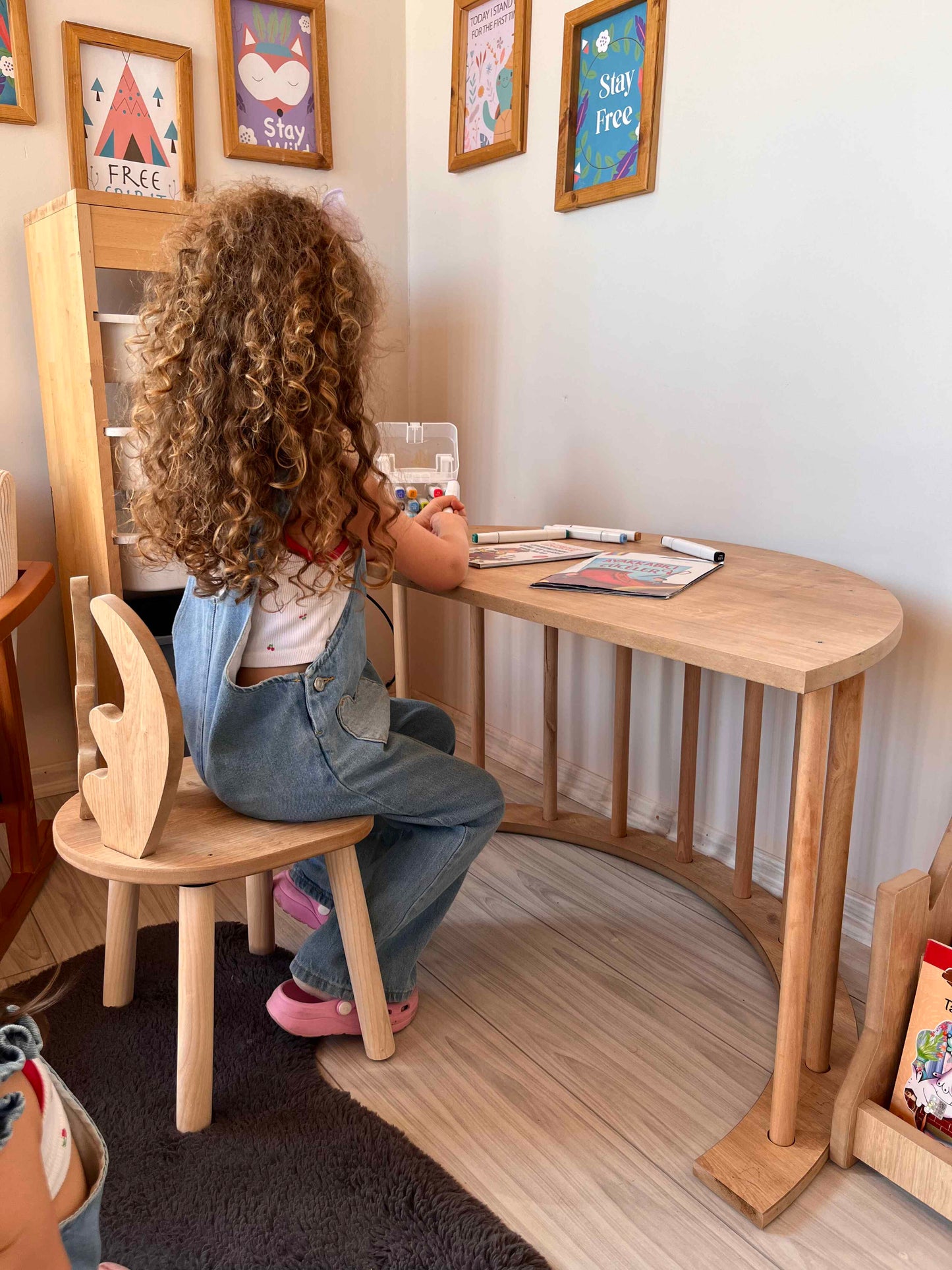 Montessori Pikler Ring Activity and Play Table with Deer Chair