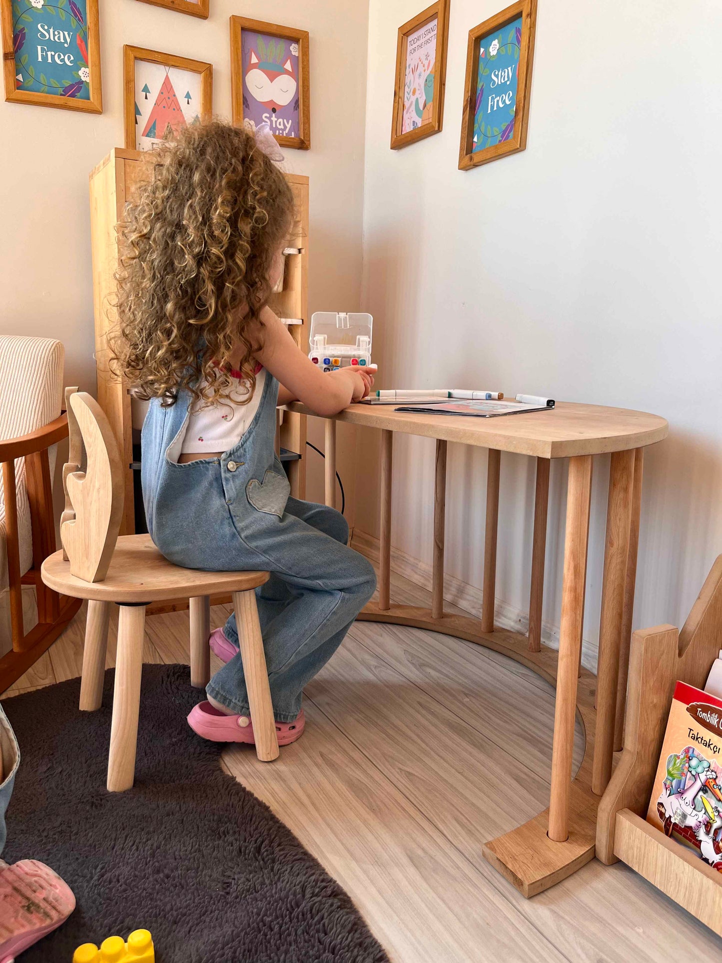 Montessori Pikler Ring Activity and Play Table with Deer Chair