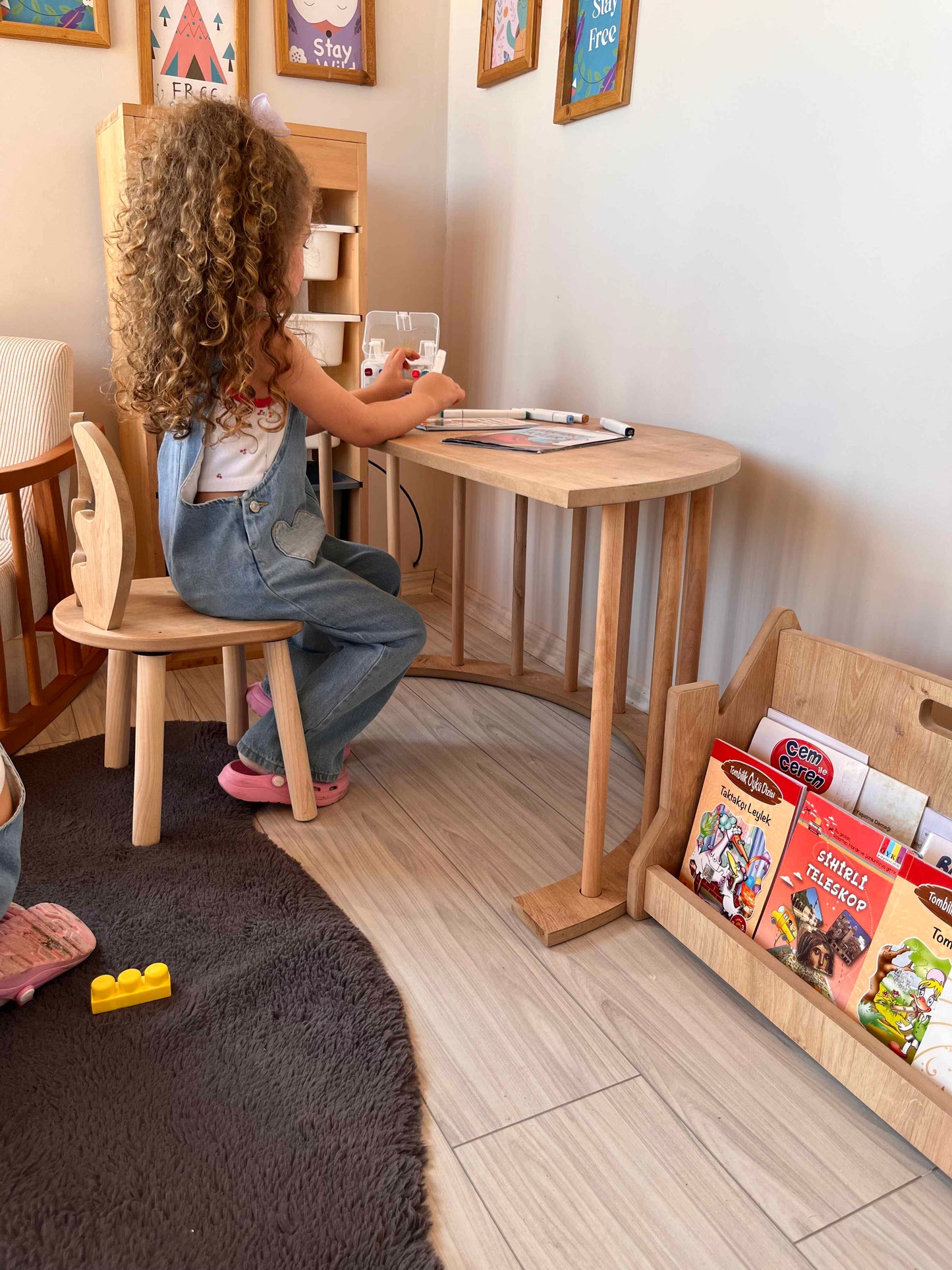 Montessori Pikler Ring Activity and Play Table with Deer Chair