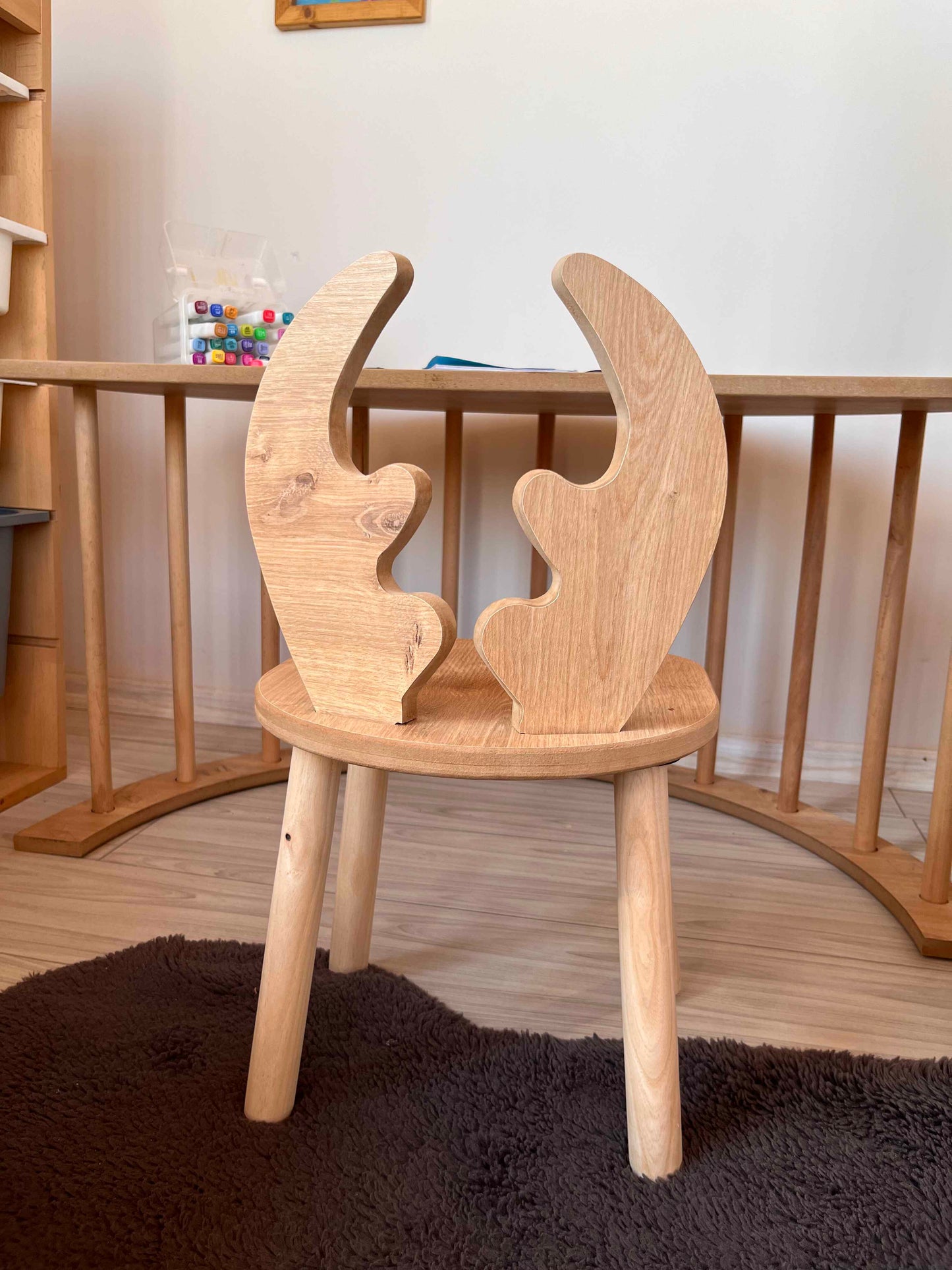 Montessori Pikler Ring Activity and Play Table with Deer Chair