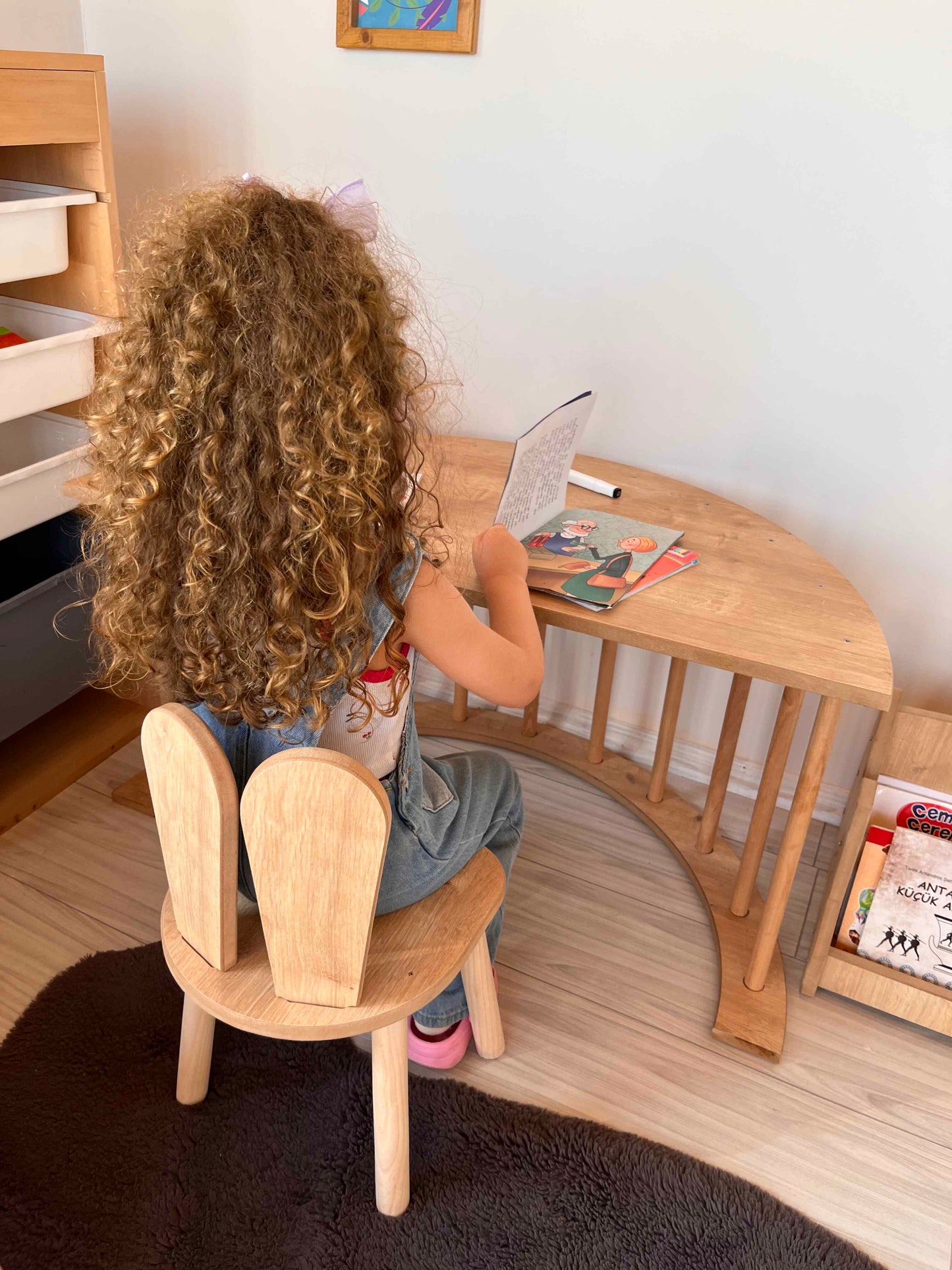 Montessori Pikler Ring Activity and Play Table with Bunny Chair