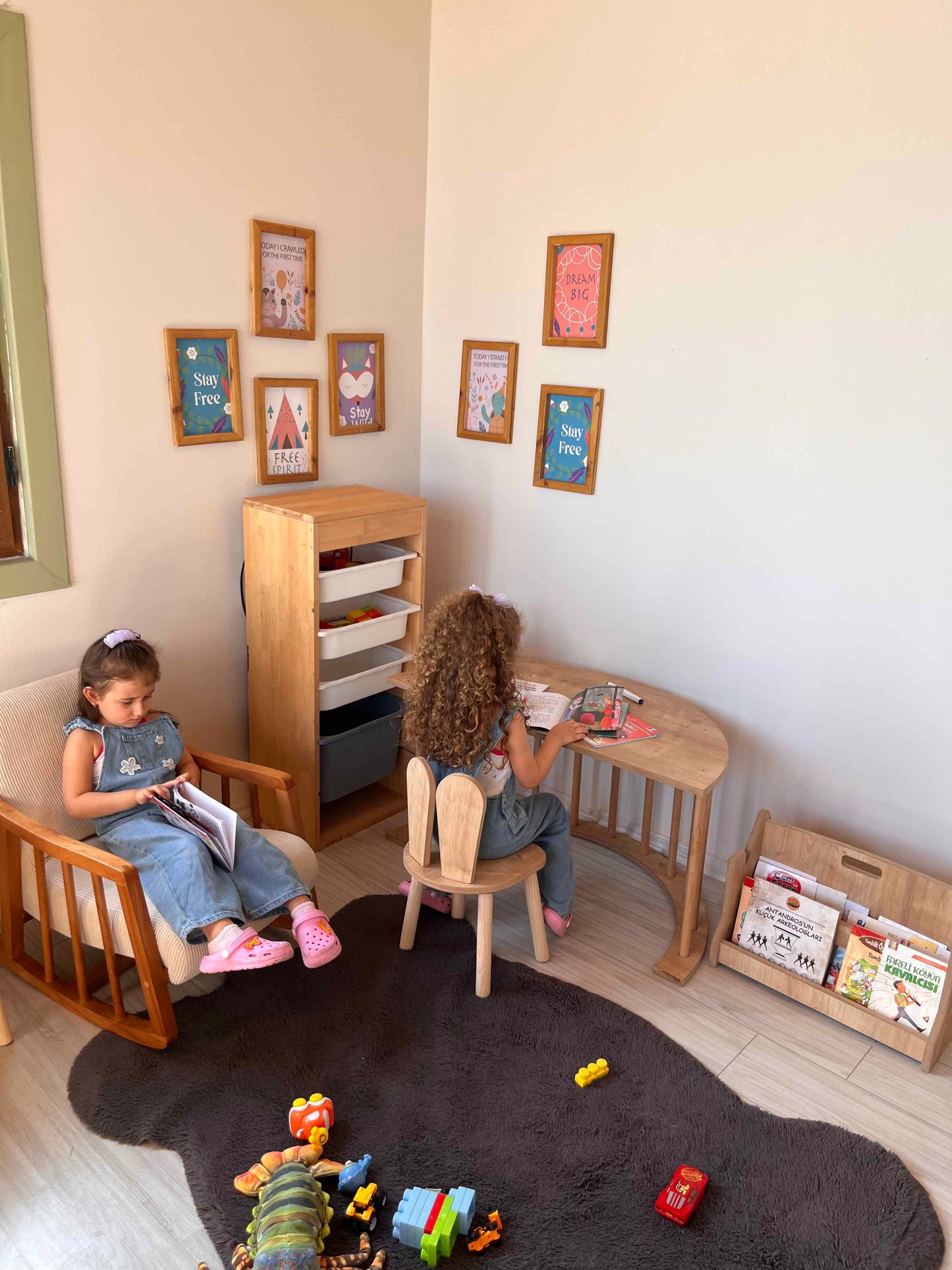 Montessori Pikler Ring Activity and Play Table with Bunny Chair – Cushion and Chair Set