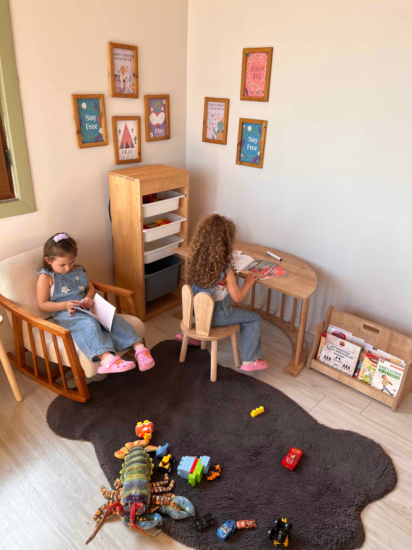 Montessori Pikler Ring Activity and Play Table with Bunny Chair