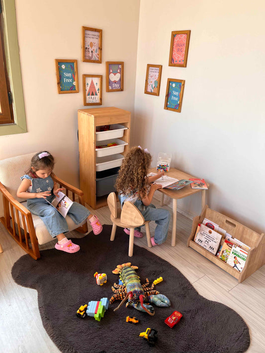 Montessori Brown Children’s Study Table with Mickey Chair
