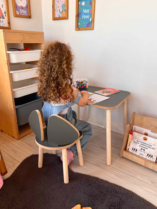 Montessori Anthracite Children’s Study Table with Mickey Chair