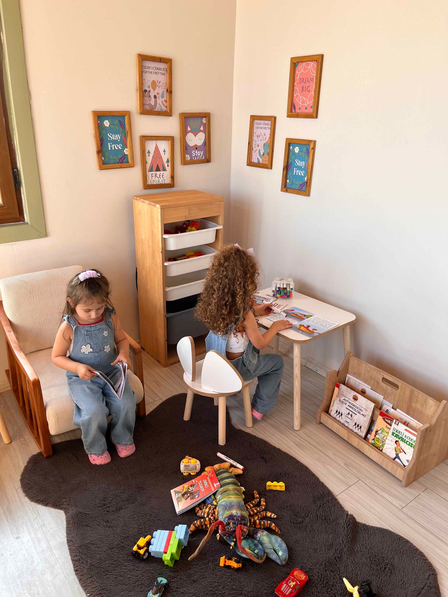Montessori White Children’s Study Table with Mickey Chair