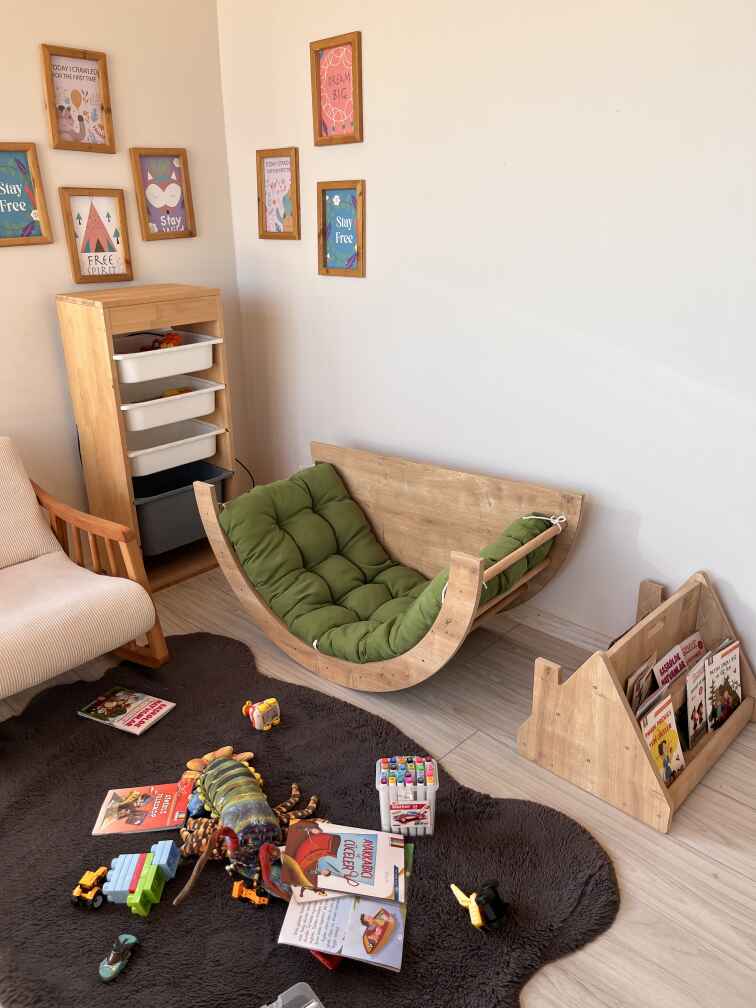 Montessori Pikler Ring Activity and Play Table with Mimi Chair – Cushion and Chair Set