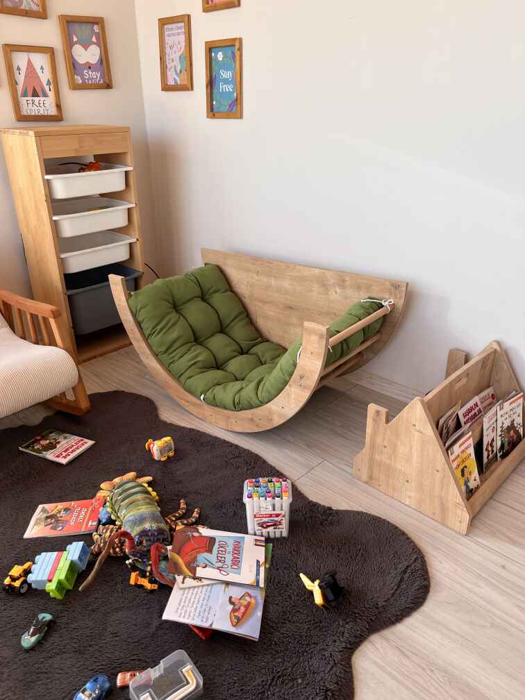 Montessori Pikler Ring Activity and Play Table with Mimi Chair – Cushion and Chair Set
