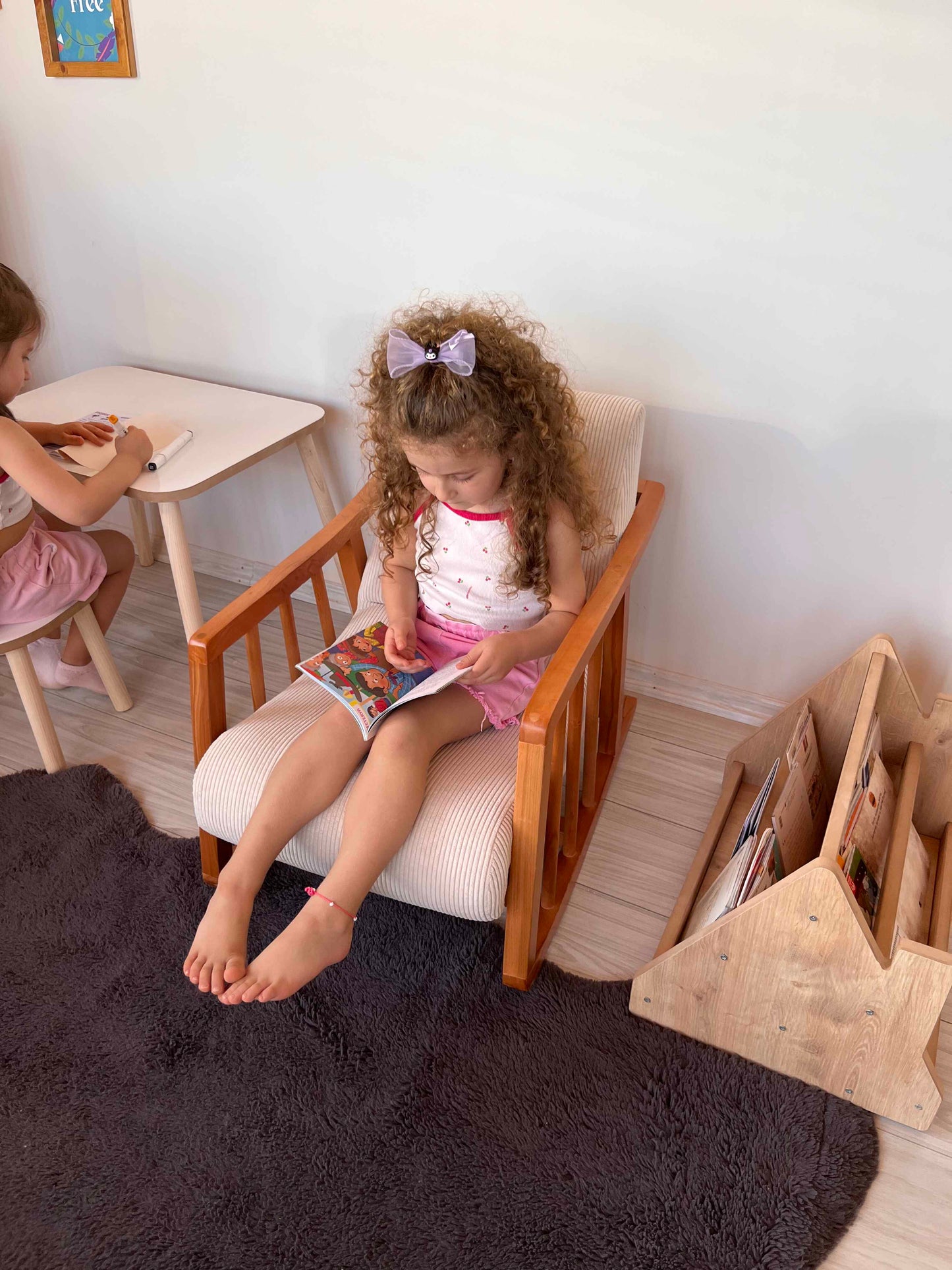 Wooden Leg Rocking Armchair