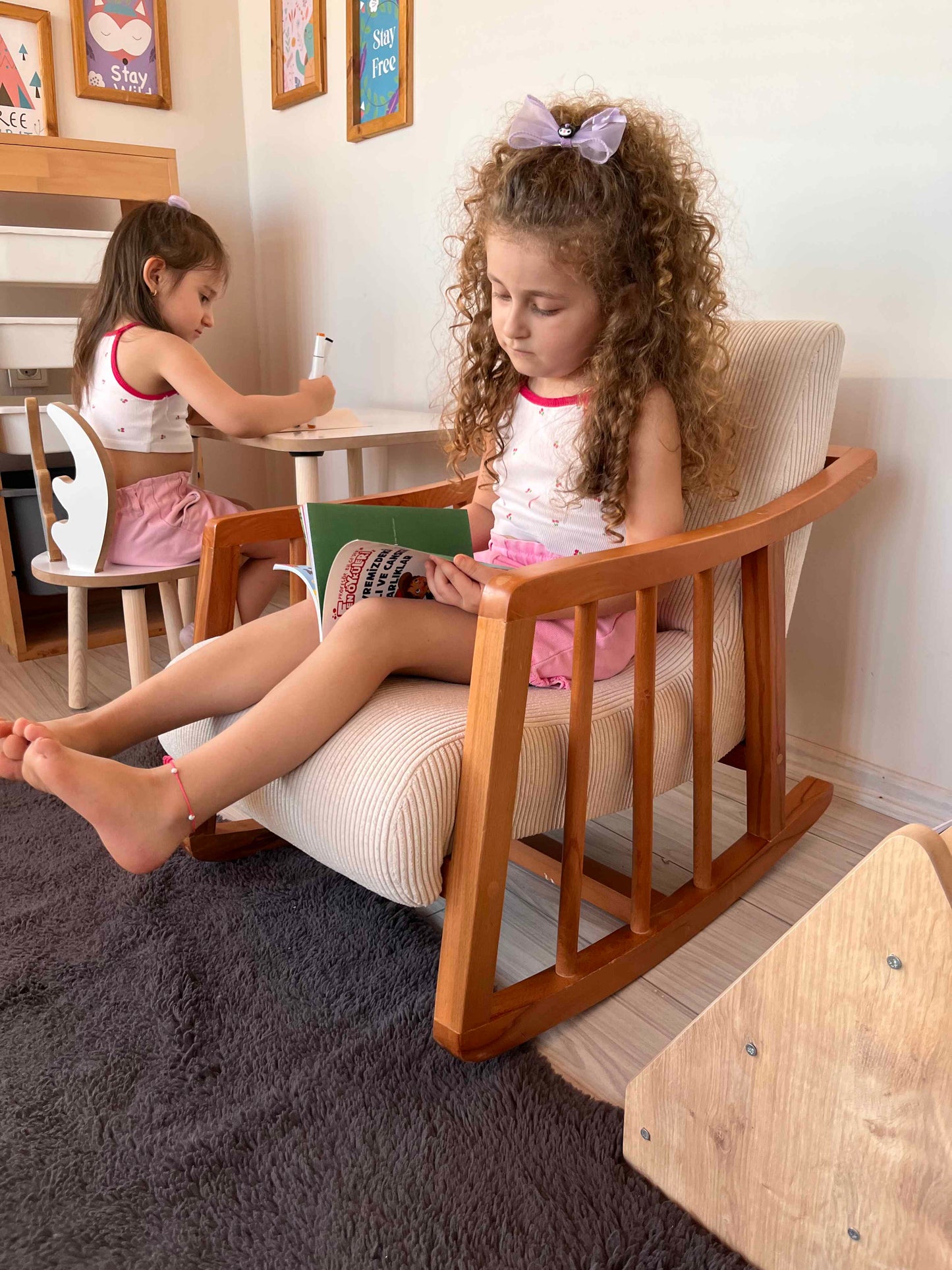 Wooden Leg Rocking Armchair